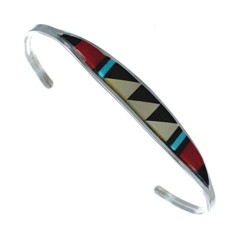 Zuni Multicolor Inlay Sterling Silver Cuff Bracelet NN20134